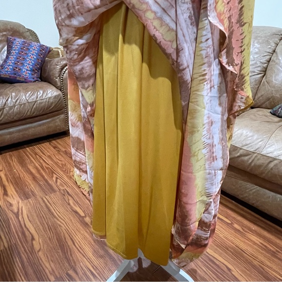 NWT Taylor Cutouts Printed Chiffon Midi Flare Dress with Waist Drawstring - Picture 8 of 13